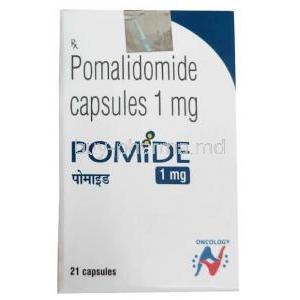 Pomide, Pomalidomide 1mg, 21capsules, Hetero Healthcare, Box front view