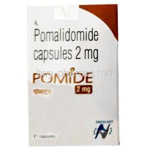 Pomide, Pomalidomide 2mg, 21capsules, Hetero Healthcare, Box front view