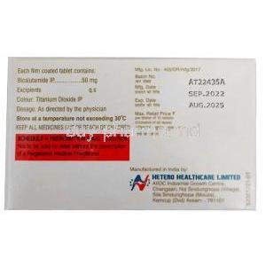 Bicatero, Bicalutamide 50mg, Hetero Drugs Ltd, Box information, Mfg date, Exp date