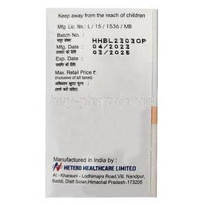 Oxaltero Injection, Oxaliplatin 50 mg, Injection, Hetero Healthcare, Box information