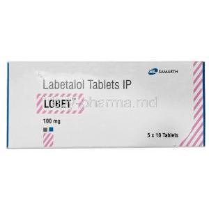 Lobet, Labetolol 100mg, Samarth, Box front view