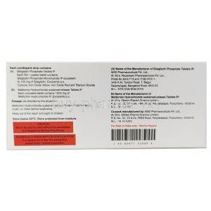Janumet XR CP, Sitagliptin 100 mg x 7 tablets, Metformin 1000 mg x 7 tablets (Combipack), MSD, Box information, Caution
