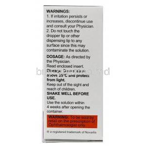 Ilevro Opthalmic Suspension, Nepafenac 0.3% wv, Opthalmic Suspension(Eyedrop) 3mL, Novartis India Ltd, Box information, Warning, Storage