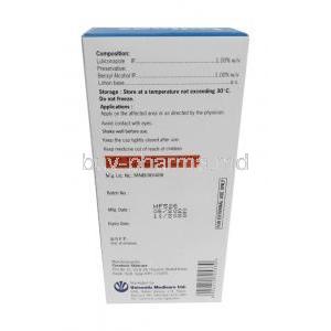 Lulinaz  Lotion, Luliconazole 1% wv, Lotion 30mL, Smayan Healthcare, Box back view, information
