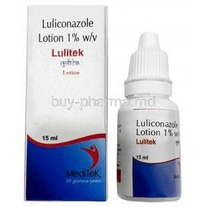 Lulitek Lotion, Luliconazole 1% wv, Lotion 15mL, Box, Bottle