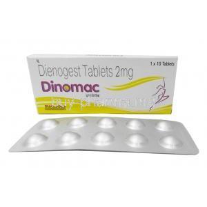 Dinomac, Dienogest 2mg,Tablet,Macleods Pharmaceuticals Pvt Ltd, Box, Blisterpack