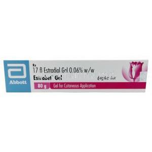 Estrabet Gel, Estradiol Valerate 0.06%, Gel 80g, Abbott, Box back view