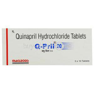 Q-Pril, Generic Accupril,  Quinapril Box