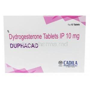 Duphacad, Dydrogesterone 10mg, Cadila Pharmaceuticals Ltd, Box front view