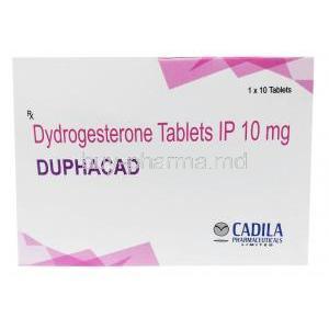 Duphacad, Dydrogesterone 10mg, Cadila Pharmaceuticals Ltd, Box front view