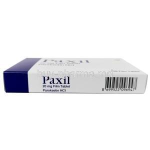 Paxil, Paroxetine 20 mg, GSK, Box bottom view