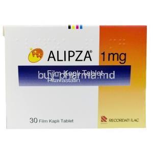 Alipza 1mg, Pitavastatin 1 mg, Pierre Fabre, Box front view