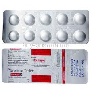 SiroBoon 2, Sirolimus(Rapamycin) 2mg, Kachhela Medex, Blisterpack information