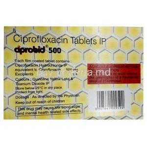 Ciprobid, Ciprofloxacin 500 mg, Zydus Cadila, Box information
