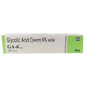 GA-6 Cream, Glycolic acid 6% w/w, Cream 30g, KLM Laboratories, Box Top view