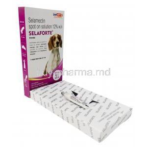 Selaforte Spot On for Medium Dogs (10.1kg to 20kg), Selamectin 120 mg/1mL, tube 1mL, SAVA Healthcare, Box, Tube