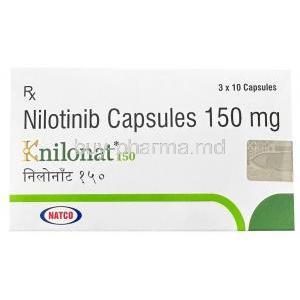 Knilonat 150, Nilotinib 150mg, Natco, Box front view