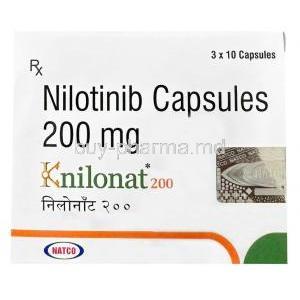 Knilonat 200, Nilotinib 200mg, Natco, Box front view