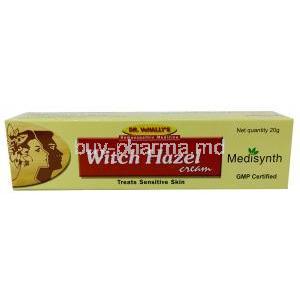 Witch Hazel Cream, Hamamelisvirginica, Calendula Officinalis Extract 1%,Cream 20g, Medisynth Chemicals,Box back view