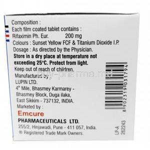 Rifaclean 200, Rifaximin 200 mg, Emcure Pharmaceuticals Ltd, Box information, Composition, Storage, Manufacturer
