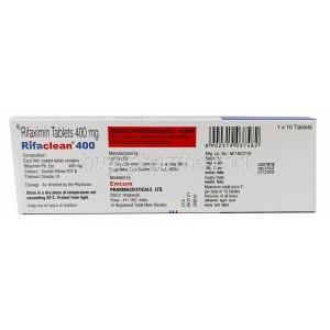 Rifaclean 400, Rifaximin 400 mg, Emcure Pharmaceuticals Ltd, Box information, Manufacturer