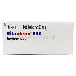 Rifaclean 550, Rifaximin 550 mg, Emcure Pharmaceuticals Ltd, Box top view