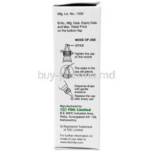 Iobet Eye Drop, Betaxolol 0.5% w/v, Eye Drop 5mL, FDC Ltd, Box information, Direction for use