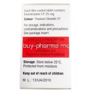 Xtane, Exemestane 25 mg, Natco Pharma, Box information