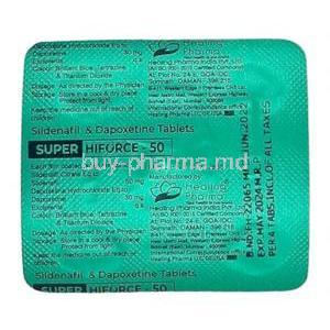 Super Hiforce, Sildenafil 50 mg/ Dapoxetine 30 mg, Healing Pharma India Pvt Ltd, Blisterpack information