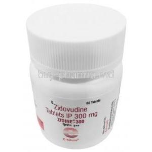 Zidine, Zidovudine 300mg, 60tablets, Emcure Pharmaceuticals Ltd, Bottle front view