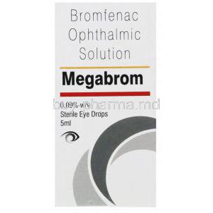 Megabrom, Generic Xibrom,  Bromfenac Sodium Eye Drops Box