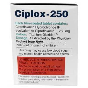 Ciplox, Ciprofloxacin 250 mg, Cipla, Box information, Dosage