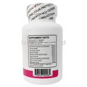 Total Curve for Breast Enhancement, 60Capsules, Leading Edge, Bottle information, Contenrts