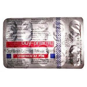 Sporidex AF 750, Cephalexin 750mg, Ranbaxy, Blisterpack information