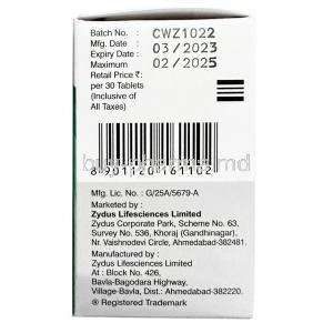 Spnib, Dasatinib 70 mg, 60 tablets, Zydus Oncosciences,  Box information, Mfg date, Exp date