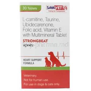 Strongbeat for Dogs and Cats, 30tablets, Sava Healthcare, Box front view
