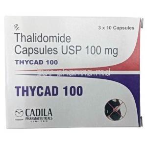 Thycad, Thalidomide 100 mg, Cadila Pharmaceuticals, Box front view