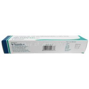 Tronin MS Gel, Tretinoin Microspheres 0.04%, Gel 20g,Talent India, Box information, Mfg date, Exp date