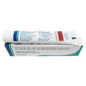 Tronin MS Gel, Tretinoin Microspheres 0.04%, Gel 20g,Talent India, Box, Tube information