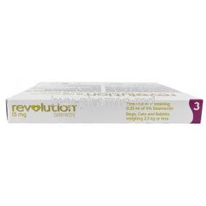 Revolution for Puppy & Kitten & Rabbits, Selamectin 15mg (60mg/mL),0.25mL x 3 packs, Spot on, Zoetis, Box Top view