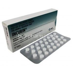 Incurin for Dogs, Oestriol 1mg, MSD Animal Health, Box, Blisterpack