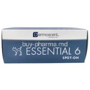 Dermoscent Essential 6 Spot-on, Hemp seed oil, Essential fatty acids, Pipettes 0.6mL X 4 (For cats), Box side view