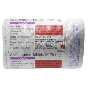 Azoran, Azathioprine 25mg, 25tablets, RPG Life Sciences, Blisterpack information