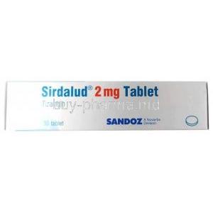 Sirdalud, Tizanidine 2 mg, Sandoz, Box side view