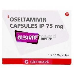 Olsivir, Oseltamivir 75 mg, Capsule, Glenmark Pharmaceuticals, Box front view