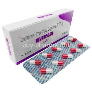 Fluvir, Oseltamivir 75 mg, Capsule, Hetero Drugs, Box, Blisterpack