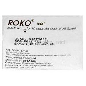 Roko, Loperamide 2 mg, Cipla, Box side view