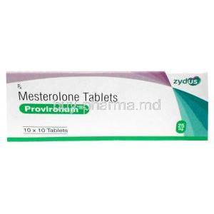 Provironum, Mesterolone 25mg, Zydus Cadila, Box front view