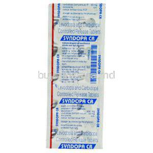 Syndopa CR, Generic  Sinemet,   Carbidopa 50 Mg /Levodopa 200 Mg Packaging