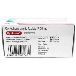 Cycloxan, Cyclophosphamide 50mg, Zydus Cadila, Box information